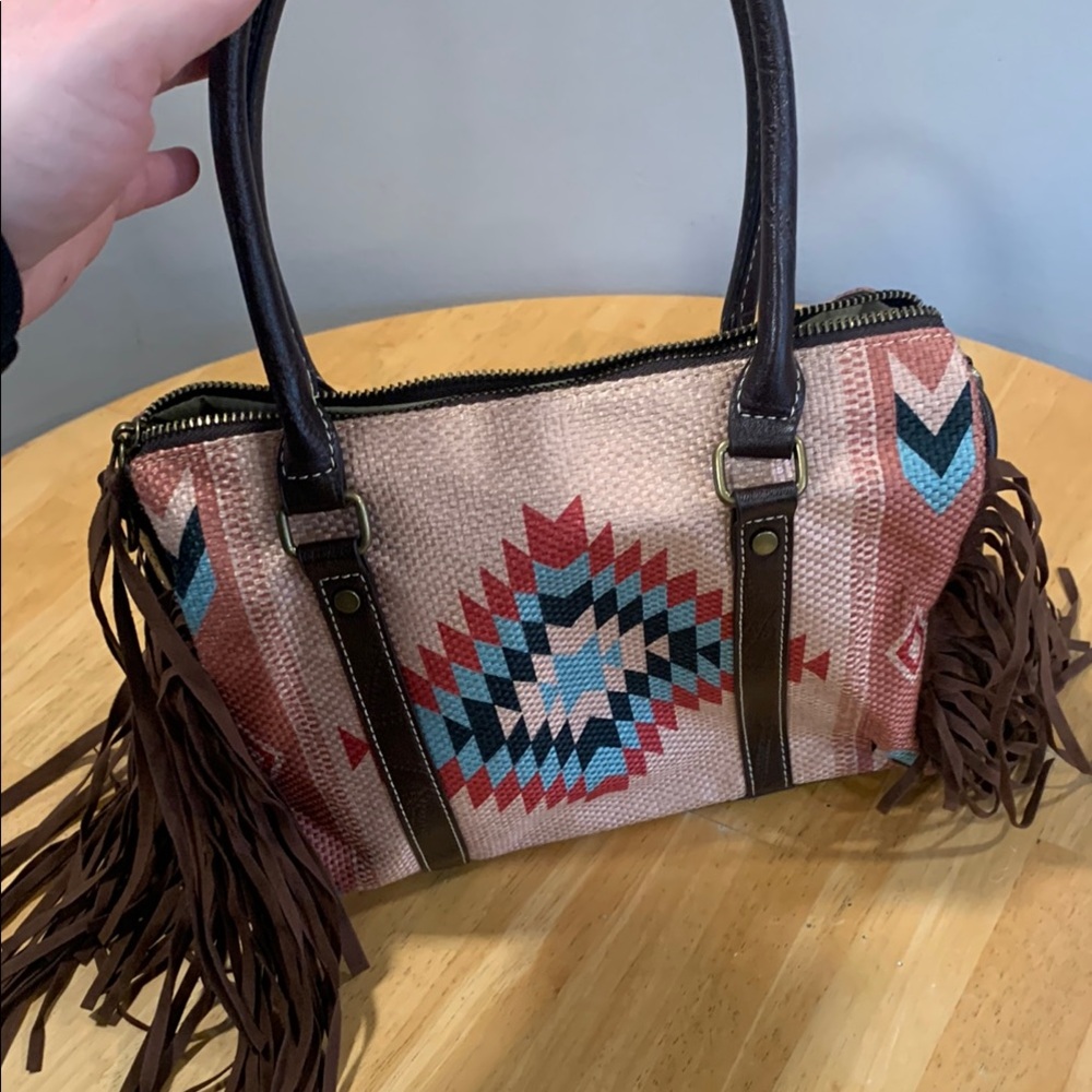 Fringed Aztec Pattern Bag - image 2